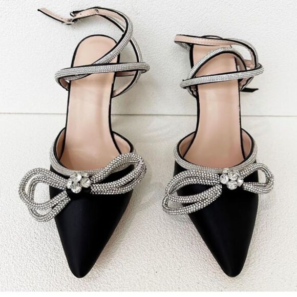 Frankie Hsu Stiletto High Heeled Pumps Sandals, Crystal Rhinestone - Picture 2 of 8